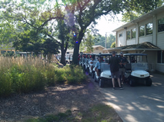 Golf Carts lined up ready for shotgun start